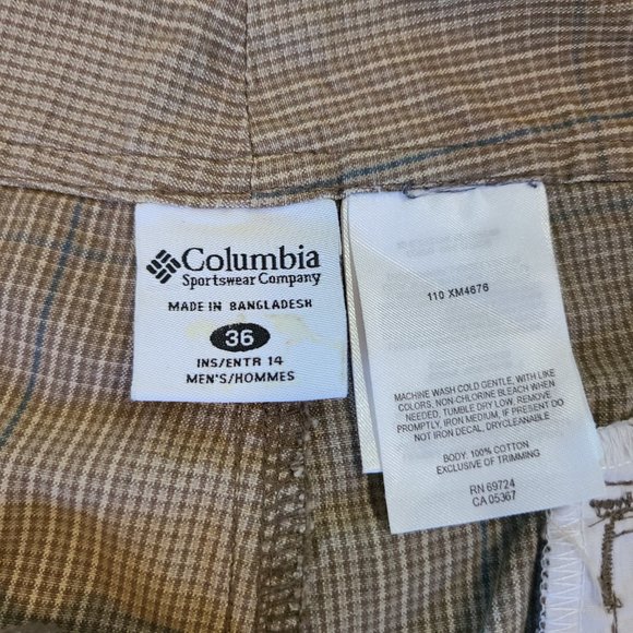 Columbia Shorts Mens 36 OmniShade Ripstop Flat Front Long Bermuda Mini Plaid - Picture 6 of 10